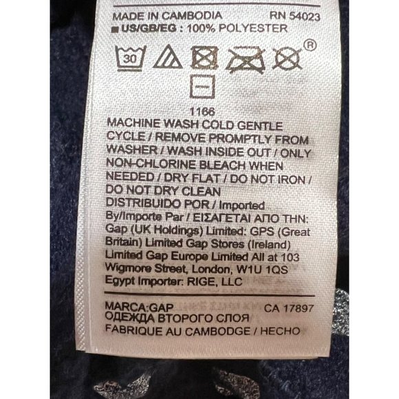 NWT GAP Baby Girl Fleece Pants Sz 12-18M Blue Hearts Pull-On Elastic Waist - Picture 4 of 4